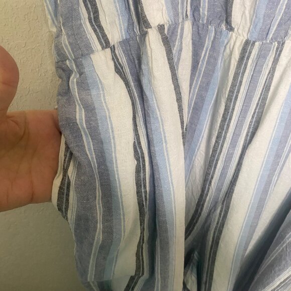 Lane Bryant Linen Blend Crop Jumpsuit Womens Size 22 Blue Striped Wide Leg - Picture 6 of 15